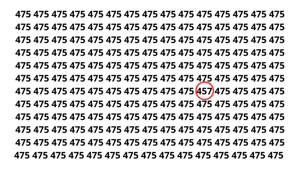 Poucos conseguem encontrar o número 457 entre os 475 em 10 segundos