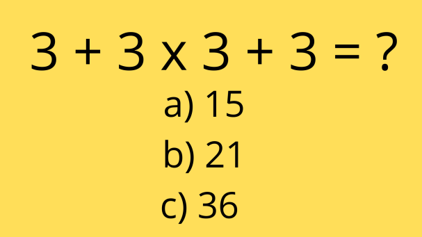 5 a cada 20 pessoas é capaz de resolver esse problema matemático em 7 segundos