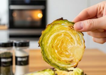 Chips de repolho no forno com 4 ingredientes e fáceis de preparar em casa