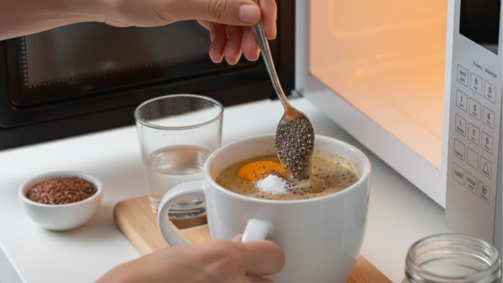 Pão de micro-ondas com linhaça e chia para saciedade