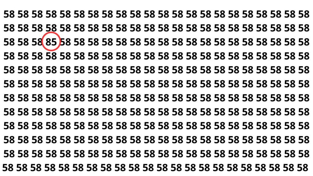 Somente 3 em cada 15 pessoas encontram o número 85 em menos de 8 segundos