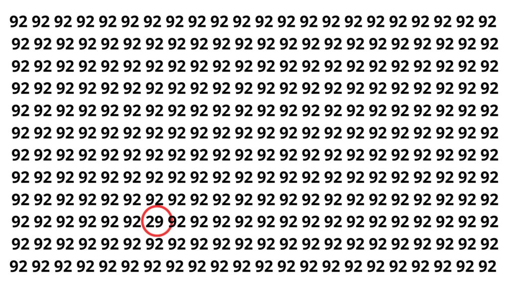 Só 2 em cada 11 pessoas acham o número 29 em apenas 5 segundos