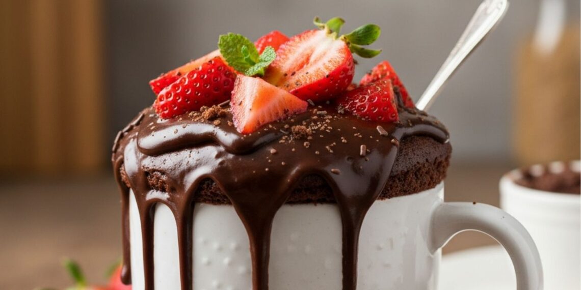 Bolo de brigadeiro com morango: delicioso e fica pronto em 2 minutos