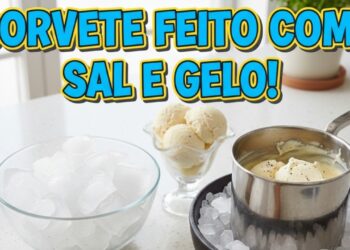 Técnica simples de congelamento com sal e gelo para fazer sorvete