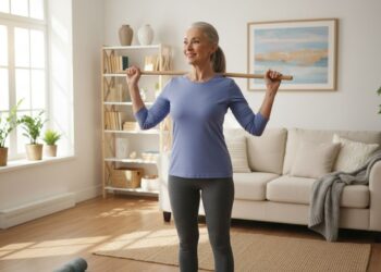 Exercícios com cabo de vassoura para mulheres acima dos 50 anos