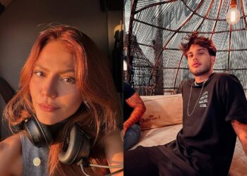 O ex-casal Sarah Poncio e Jonathan Couto aparece junto em aeroporto