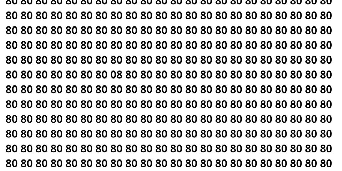 Encontre o número 08 entre os números 80 neste puzzle