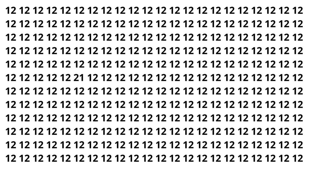 Encontre o número 21 entre os números 12 neste puzzle