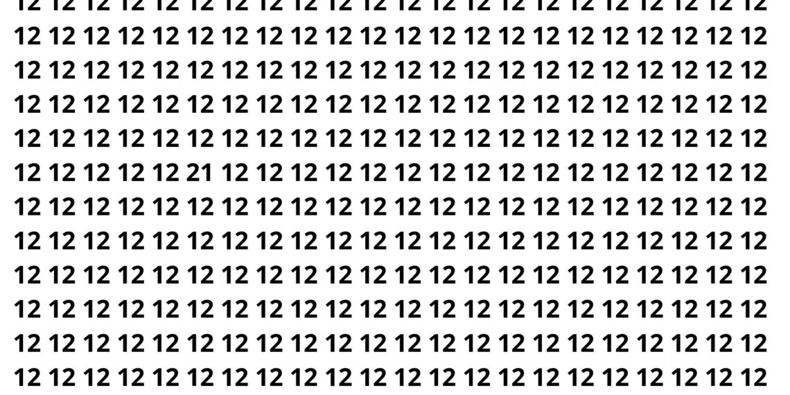 Encontre o número 21 entre os números 12 neste puzzle