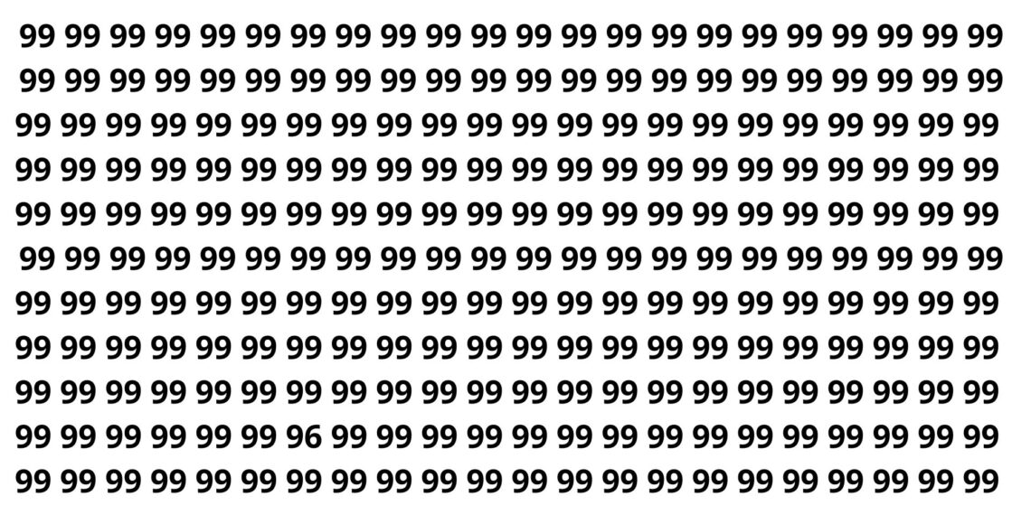 Só os mais atentos encontram o número 96 oculto entre vários 99