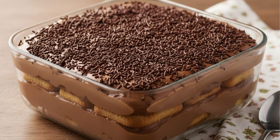 Pavê de chocolate delicioso sem leite condensado para o Natal