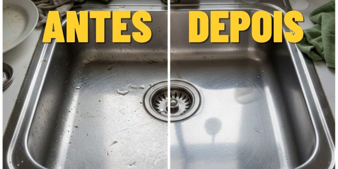 Truque com bicarbonato e limão deixa a pia de inox brilhando como nova, e você nunca mais vai precisar sofrer esfregando durante a limpeza