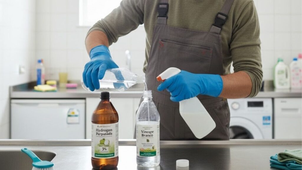 Truque simples para deixar o rejunte branco usando vinagre e água oxigenada, é rápido e pode ser aplicado em qualquer cômodo da casa