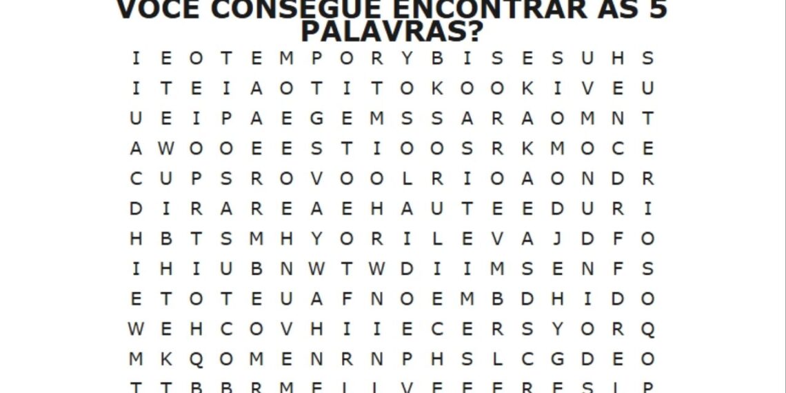 Encontre as 5 palavras em 30 segundos: será que você consegue?