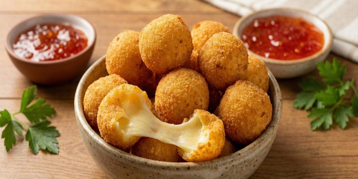 Salgadinho de bolinhas recheadas com queijo para fazer em casa e não se arrepender