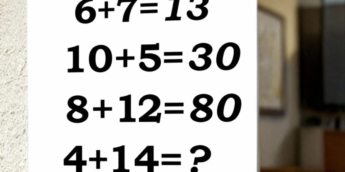 Consegue descobrir por que 4+14 não é 18 neste desafio lógico?