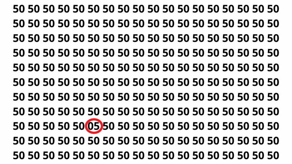 Encontre o número 05 entre vários números 50 em apenas 20 segundos neste desafio