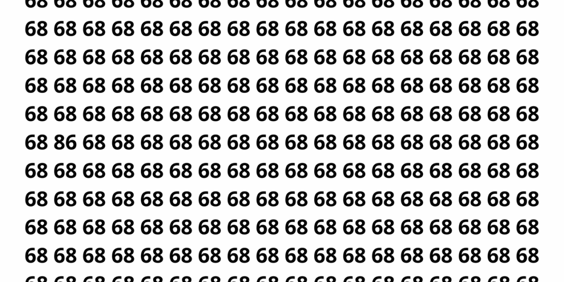 Encontre o número 86 entre vários números 68 em apenas 12 segundos neste desafio