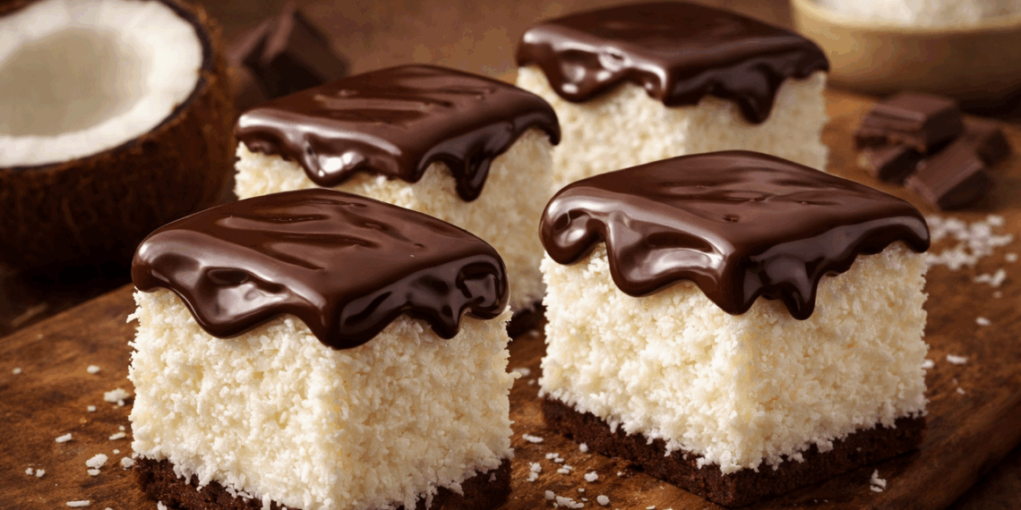 Aprenda a fazer essa sobremesa gelada de maria-mole que combina base cremosa de coco e ganache de chocolate