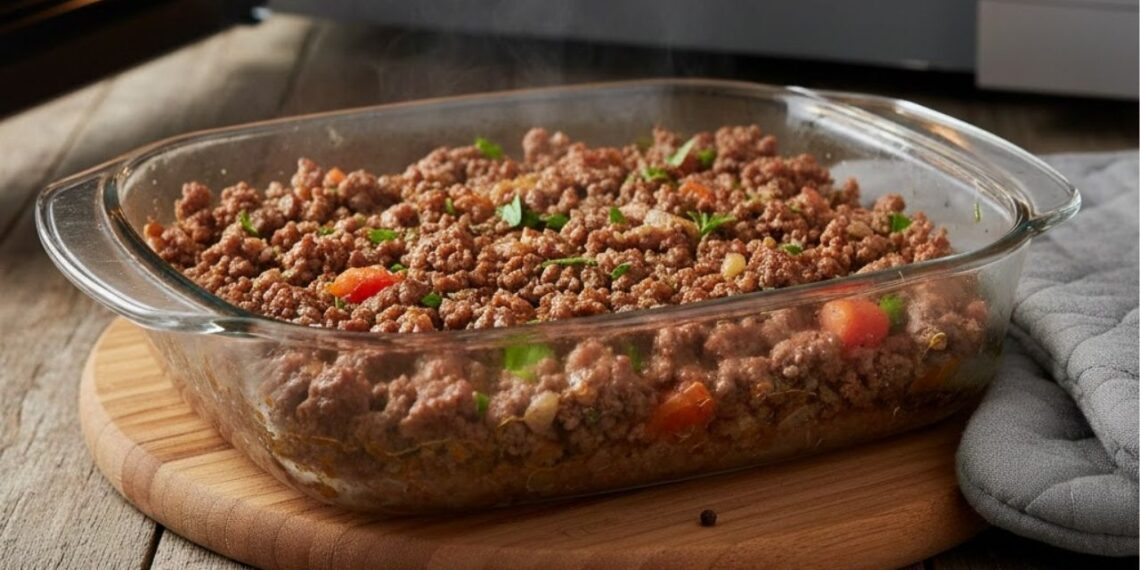Carne moída de micro-ondas pronta em 10 minutos, pode ser saboreada sozinha ou servida como base para outras refeições, ideal para rotinas agitadas