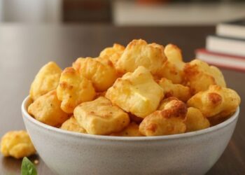 Nem fritura, nem forno, biscoito de tapioca com queijo crocante, delicioso e saudável, pronto em poucos minutos na airfryer