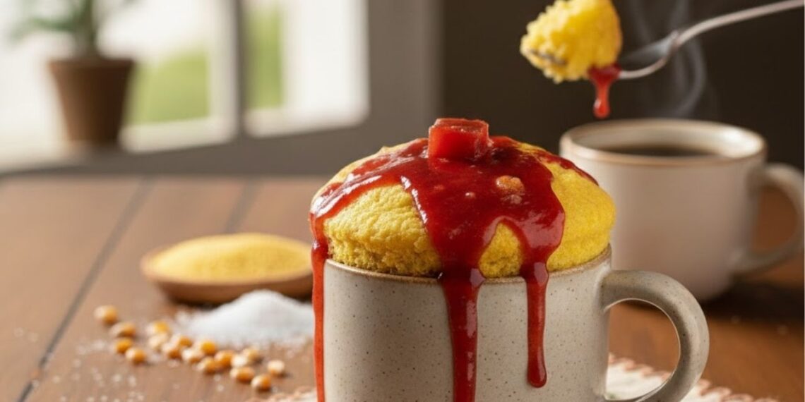 Esta receita de vó pode ser feita em menos de 5 minutos no micro-ondas, é o delicioso bolo de fubá com cobertura de goiabada