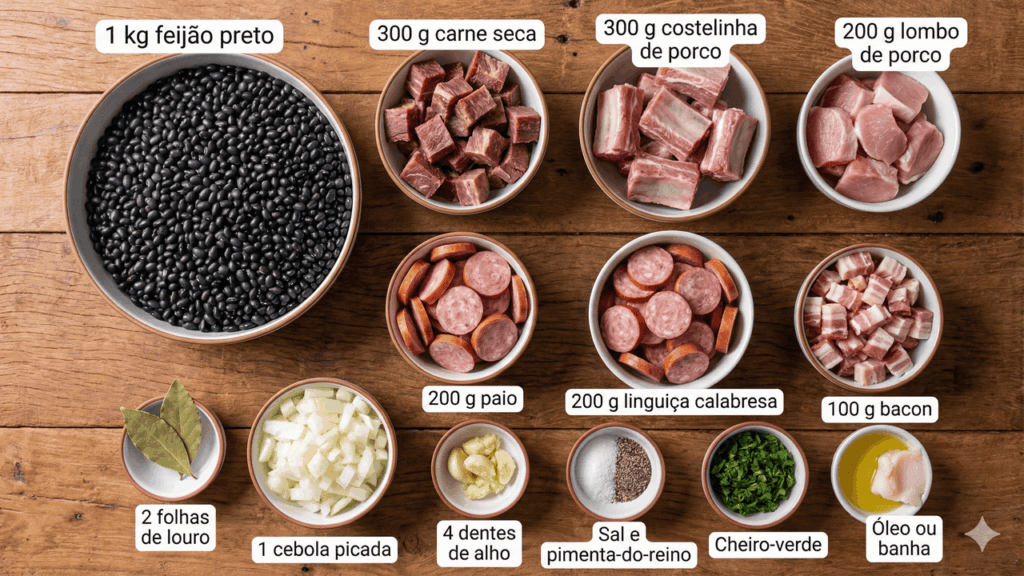 ingredientes para feijoada