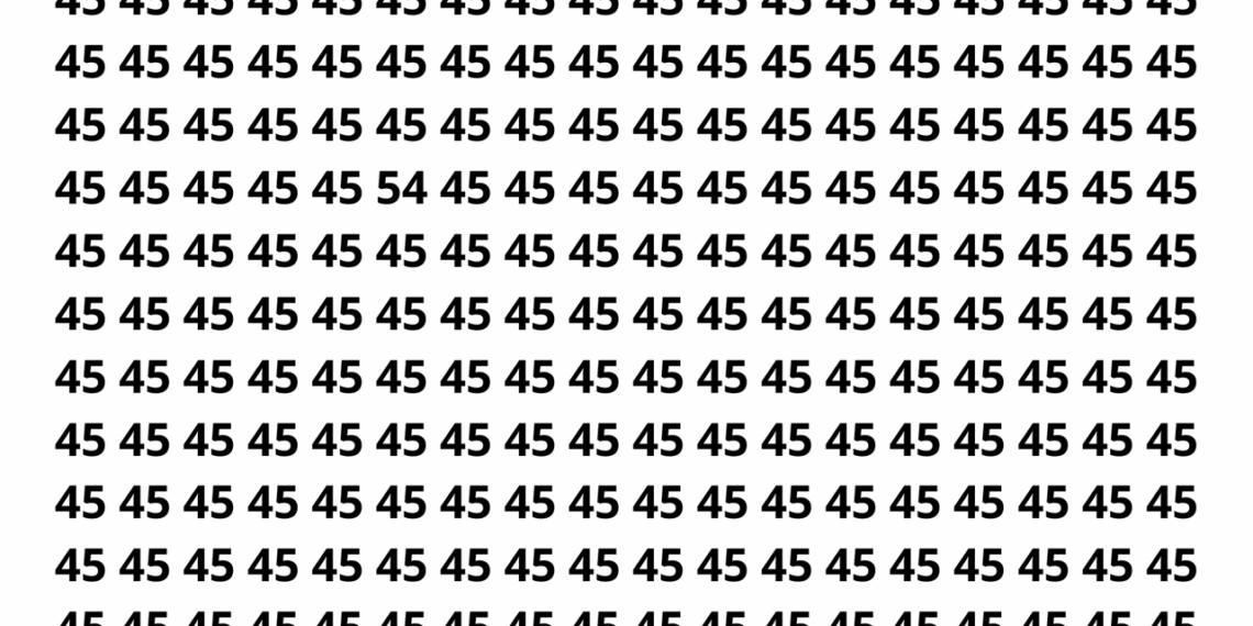 Encontre o número 54 entre vários números 45 em apenas 12 segundos neste desafio
