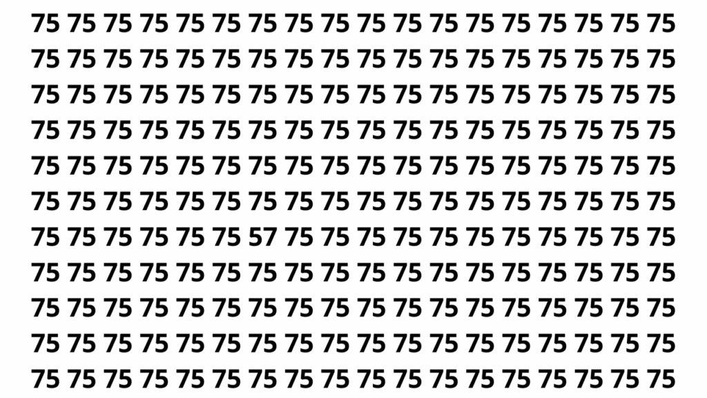 Encontre o número 57 entre vários números 75 em apenas 12 segundos neste desafio