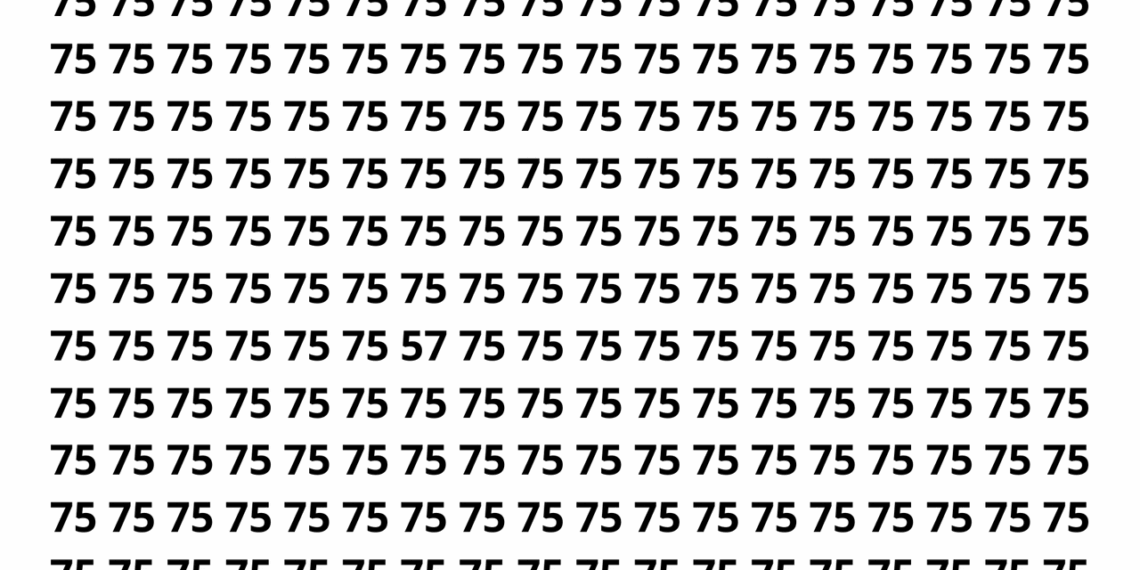 Encontre o número 57 entre vários números 75 em apenas 12 segundos neste desafio