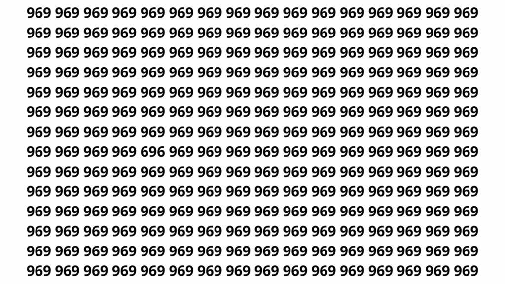 Encontre o número 696 entre vários números 969 em apenas 12 segundos neste desafio
