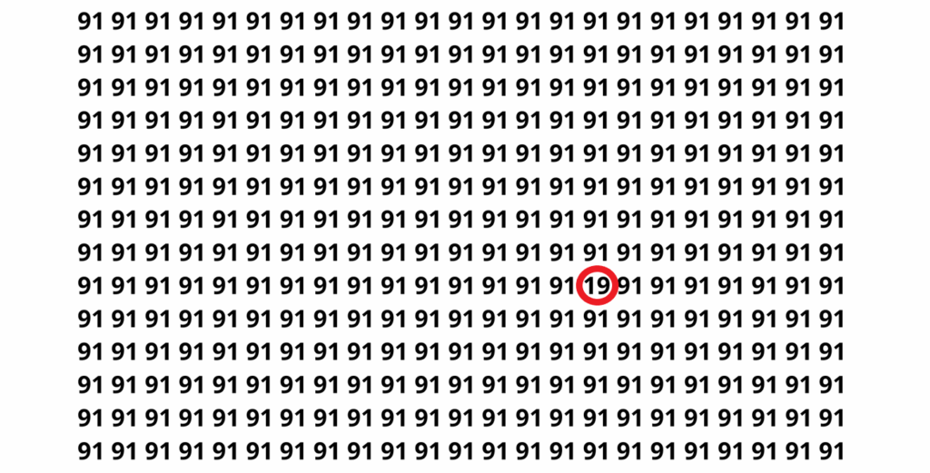 Encontre o número 19 entre vários números 91 em apenas 10 segundos neste desafio