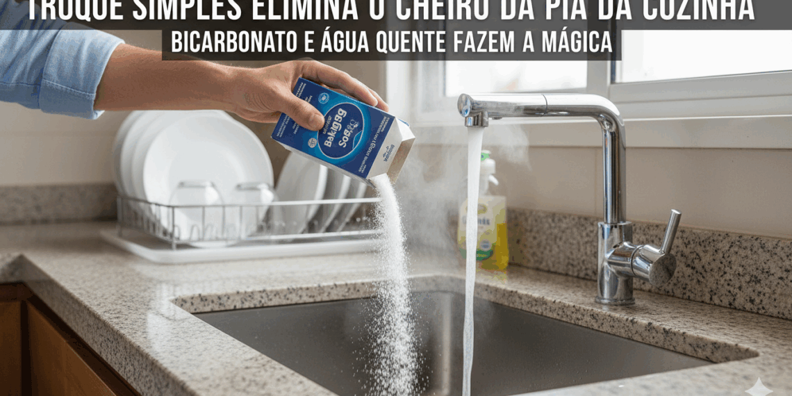 Cheiro ruim na pia da cozinha vira incômodo diário e solução com bicarbonato é mais simples do que parece