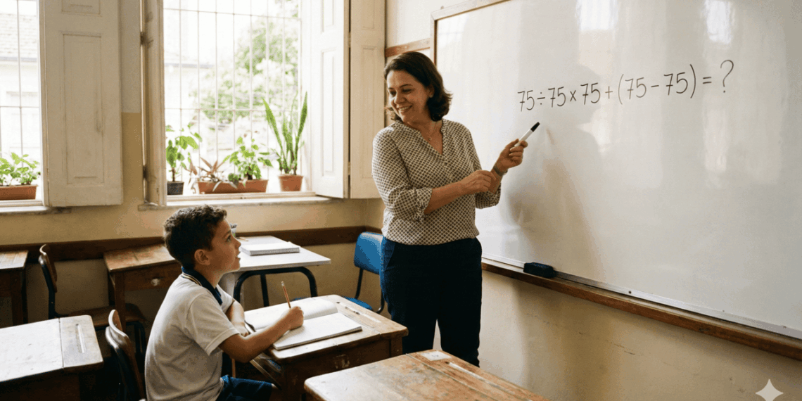 Quanto vale 75 ÷ 75 × 75 + (75 – 75)? A conta simples que confunde muita gente