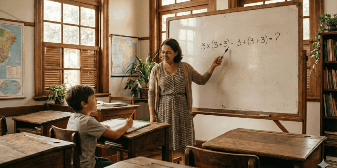 Qual é o resultado de 3 x (3 + 3) – 3 + (3 + 3)? A conta simples que divide opiniões