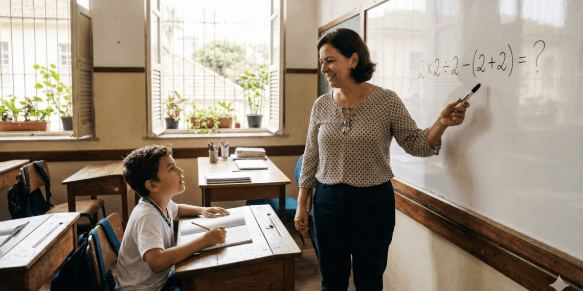 Qual é o resultado de 2 × 2 ÷ 2 – (2 + 2)? O desafio que confunde muita gente