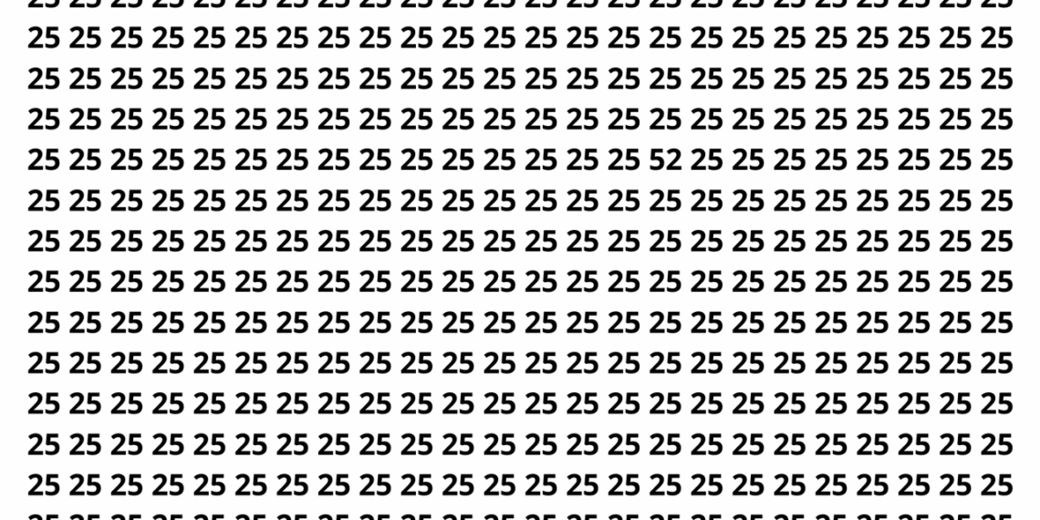 Encontre o número 25 entre vários números 52 em apenas 10 segundos neste desafio