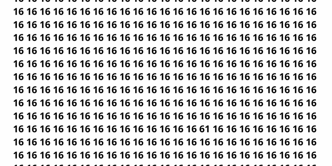 Encontre o número 61 entre vários números 16 em apenas 12 segundos neste desafio