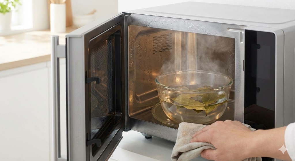 Coloque algumas folhas de louro no micro-ondas: para que serve e com que frequência deve ser feito