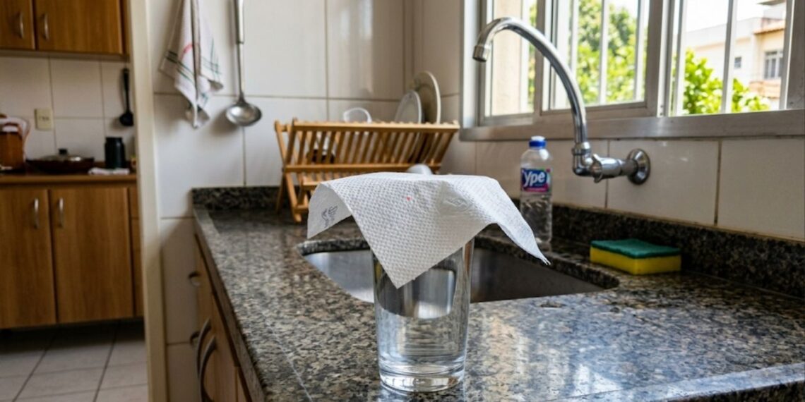 Quando saio de casa, coloco sempre um copo e um pedaço de papel na pia. Assim, tenho a certeza de que tudo ficará bem