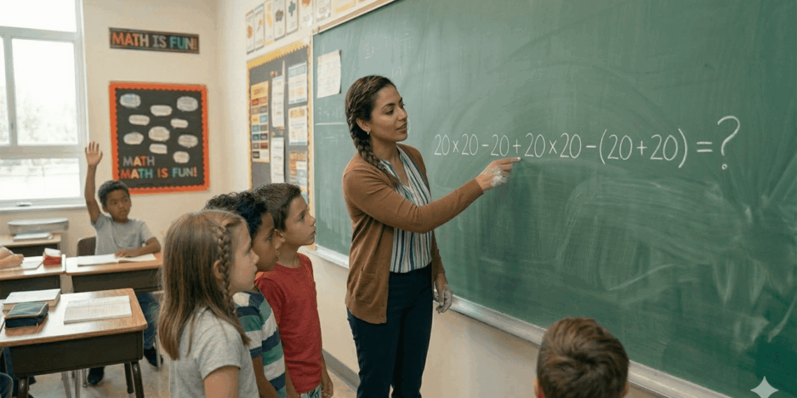 Quase ninguém acerta de primeira: quanto é 20 × 20 − 20 + 20 × 20 − (20 + 20)?