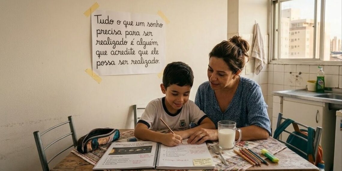 Mãe usa frase de Roberto Shinyashiki "Tudo o que um sonho precisa para ser realizado é alguém que acredite que ele possa ser realizado." para ensinamento ao filho