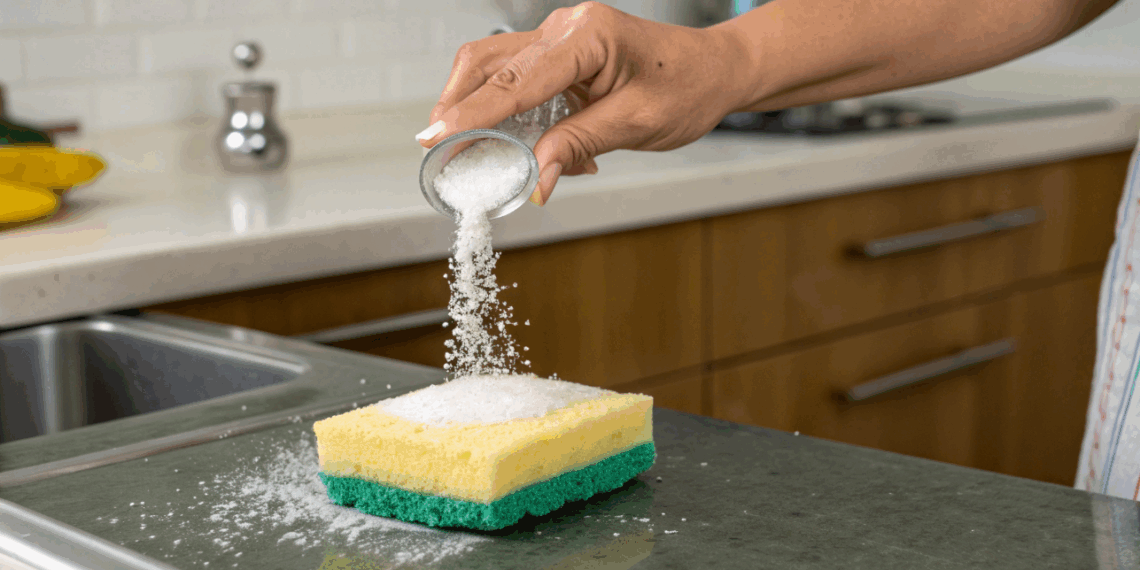 Não jogue no lixo, truque do sal na esponja prolonga vida útil e reduz bactérias de forma natural