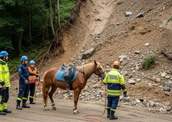 Cavalo encontrado após deslizamento de terra