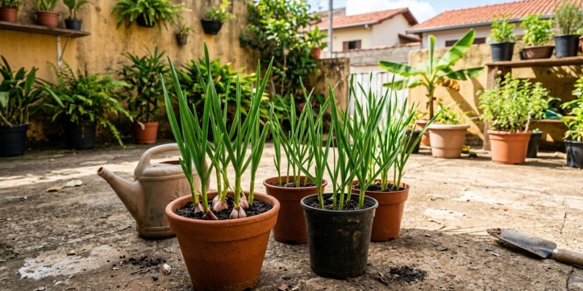 Como plantar alho em pequenos espaços reaproveitando os dentes brotados que muita gente jogaria no lixo
