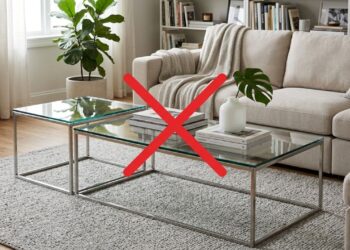 Adeus às mesinhas de centro de vidro frágil: a tendência minimalista para renovar a sala usando blocos de madeira rústica