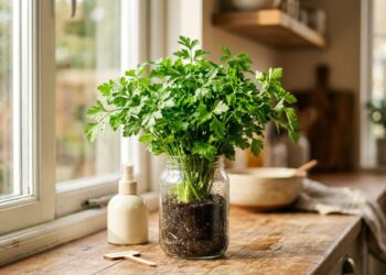 Como plantar salsa em potes reciclados reaproveitando as raízes que muita gente jogaria no lixo