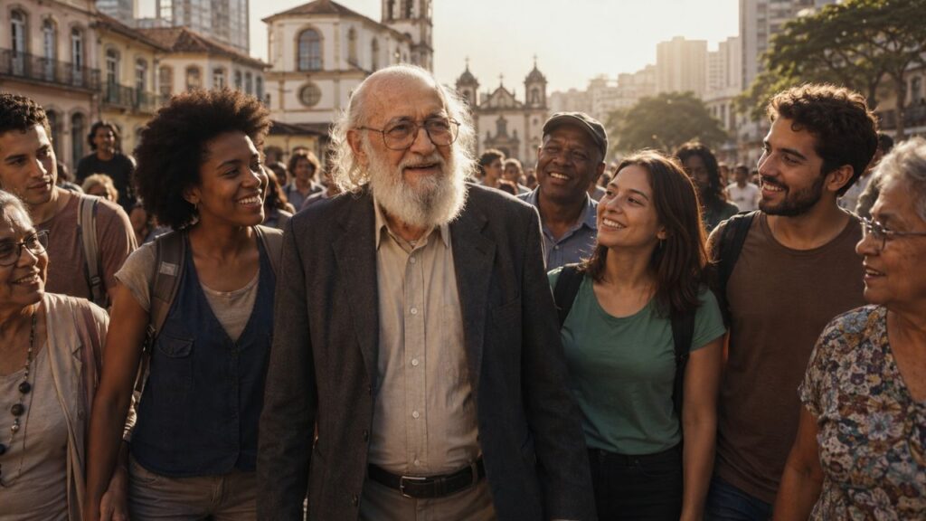 Paulo Freire, ao discutir diálogo e transformação social, escreveu: “Ninguém educa ninguém. Os homens se educam em comunhão.”: lições sobre consciência coletiva, aprendizado mútuo e construção social do conhecimento.