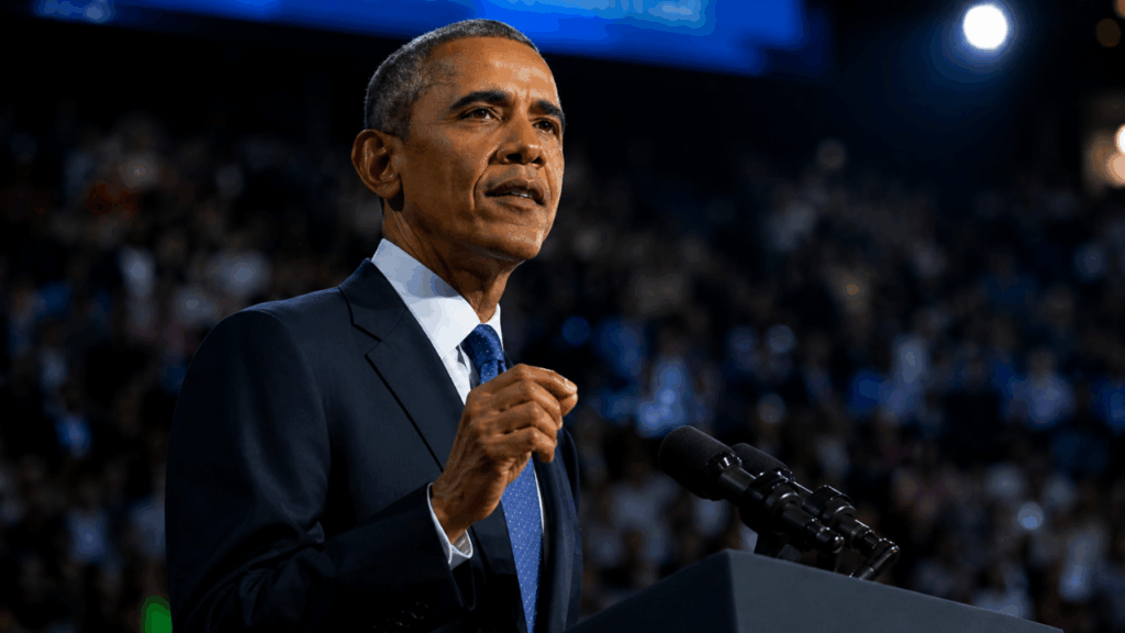 Barack Obama, líder político e orador inspirador: “A mudança nunca virá se esperarmos por outra pessoa.”