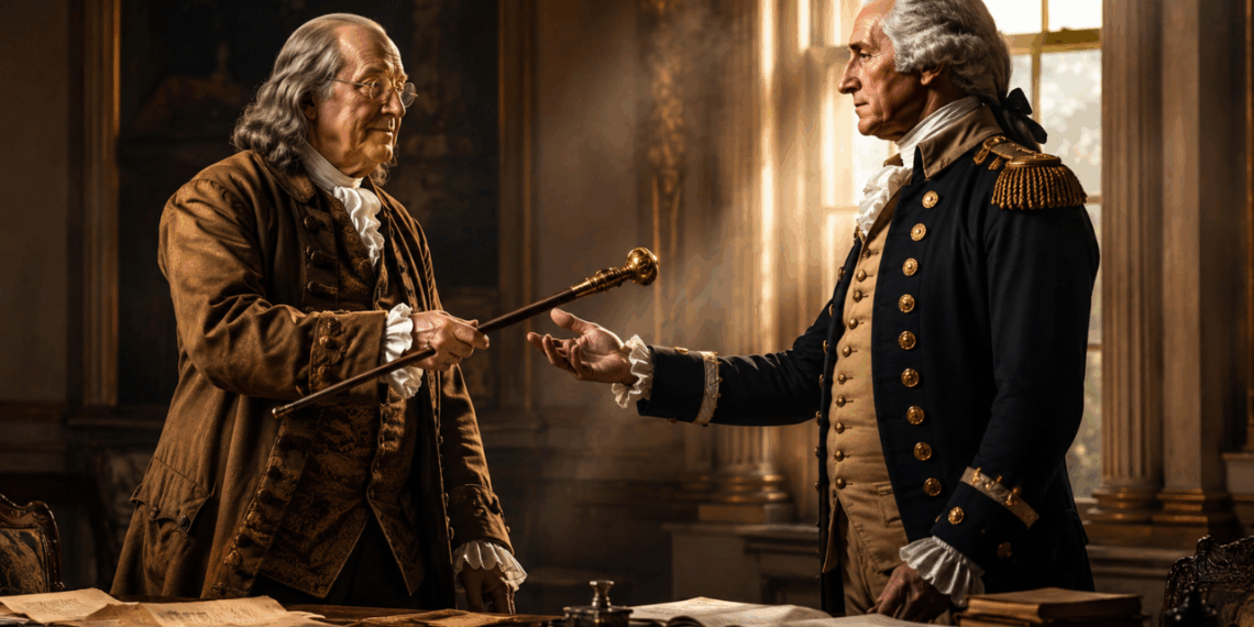 Benjamin Franklin, ao deixar sua bengala para George Washington em testamento, escreveu: “Se fosse um cetro, ele o mereceria.”